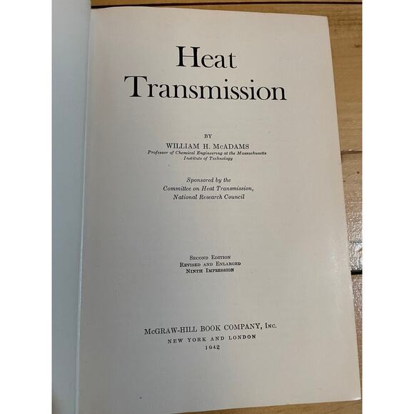 VTG 1942 Heat Transmission book. chemical engineering. William McAdams. H/C - Picture 4 of 7